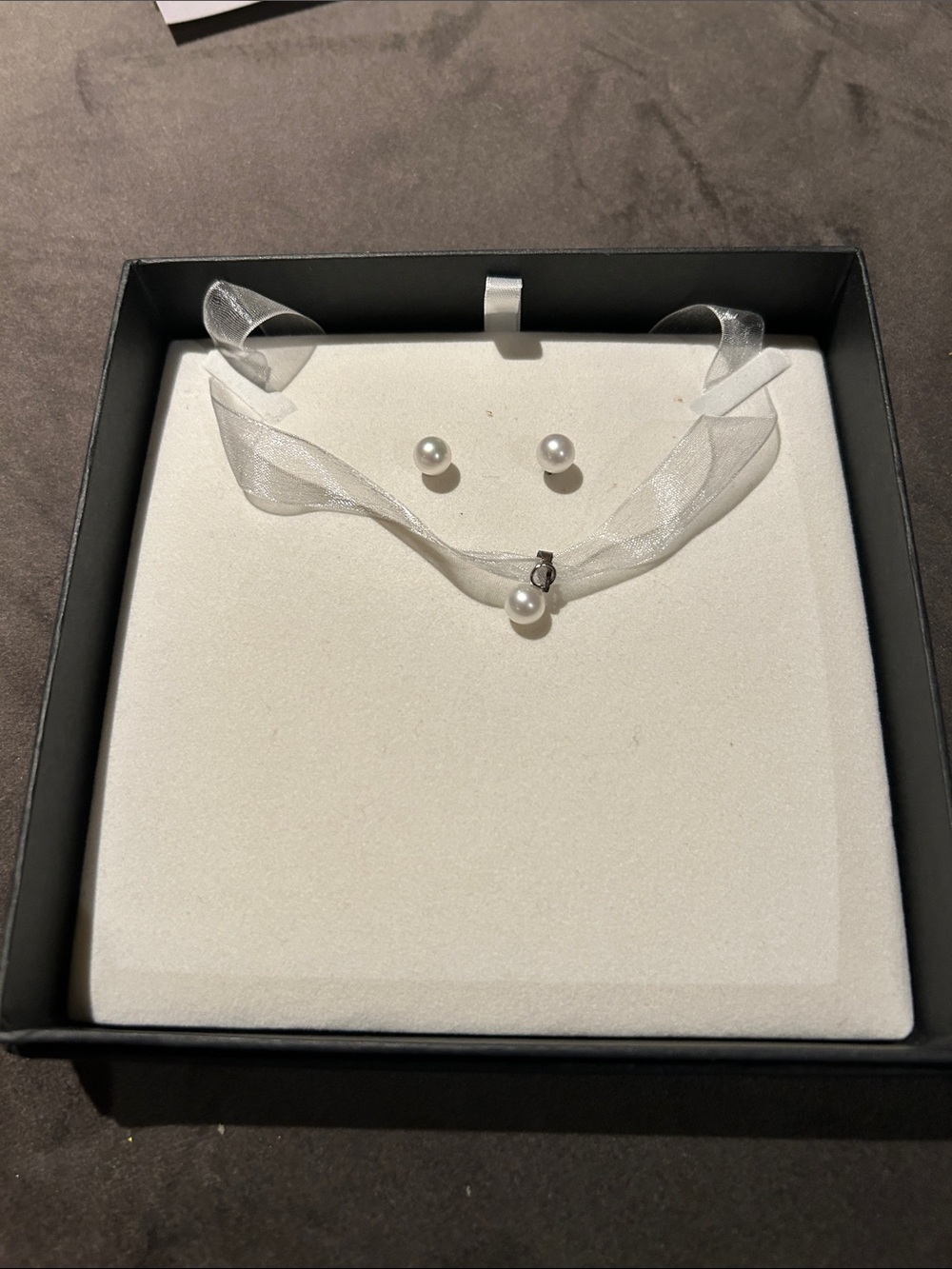 Classic White Pearl Stud Earrings and Pendant Set